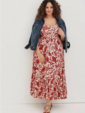 TORRID Maxi Super Soft Tiered Paisley Dress Womens 5x